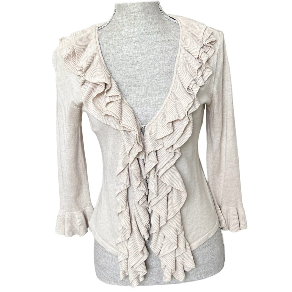 INC Ruffled Cardigan Sweater Top Medium